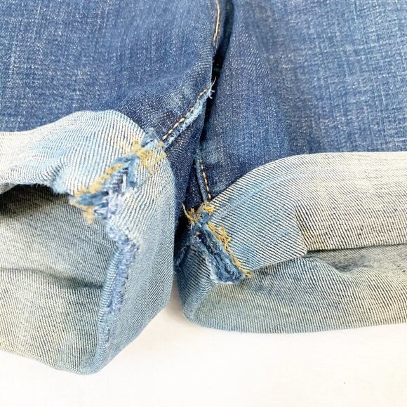 Pilcro and the Letterpress stretch mid-rise stet fit dark wash denim jean shorts - Picture 2 of 12